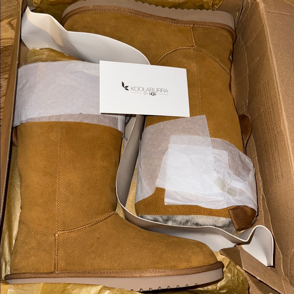 Koolaburra by UGG ANDRAH TALL Tan Winter Boots with a bow  new in box